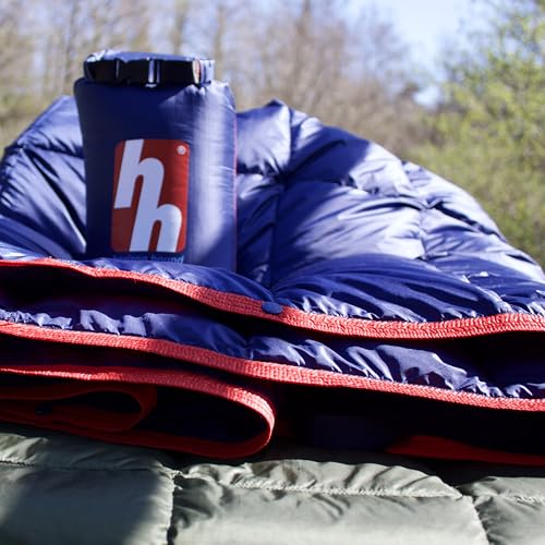Horizon Hound Down Camping Blanket 650 Fill Power - Ultralight Backpacking Quilt (1lb 6oz) Warm & Water-Resistant 20D Nylon Shell for Outdoors, Camping, Hiking, Travel, & Stadium - Packable - color: Midnight Blue