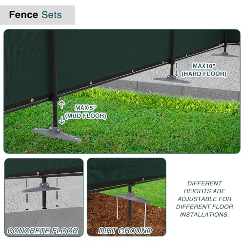 ECOOPTS 5'Hx12'L Privacy Fence Set with Poles and Rails Ground Spikes Fence Kit for Patio Garden Pool Yard (Green) - color: Green, size: 0 5'Hx12'L