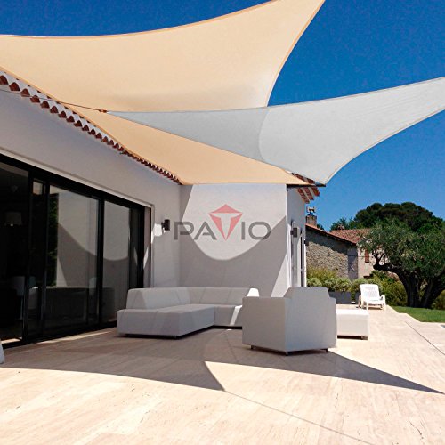 Patio Paradise 2' x 2' x 2' Sun Shade Sail Triangle Canopy Shade Cloth Fabric Sunlight Block Patio Pergola Cover HDPE Deck Awning for Outdoor Backyard Roof Shading, Gray - color: Light Gray, size: 2' x 2' x 2'