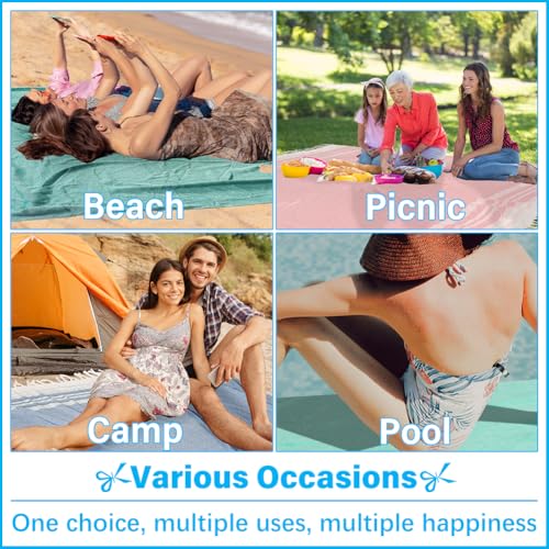 Oversized Turkish Beach Towel Blanket XXL Cotton Sandproof Towels Boho Woven Extra Large Big Sand Free Giant Throw Blankets Huge Quilt XL Picnic Camping Necessities Cloud For Adult Gifts Teal - color: Z Teal Mtb, size: XXXL(88x82 IN,224x208 CM)