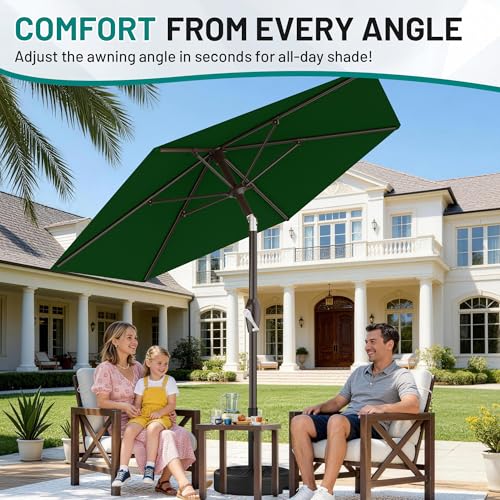 AreShark 7.5FT Patio Umbrella Table Market Umbrella with 6 Sturdy Ribs, Button Tilt/Crank, Heavy-Duty Outdoor Umbrellas for Pool, Deck, Garden and Backyard, Dark Green - color: Dark Green, size: 7.5FT