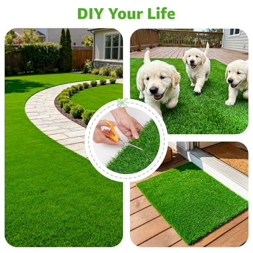 Artificial Turf Grass Outdoor - Synthetic Fake Grass Rug with Drainage Holes for Patio, Balcony, Backyard - Pet Friendly Dog Turf Mat & Easy to Clean (3.2Ft x 6.5Ft) - size: 3.2FT x 6.5FT