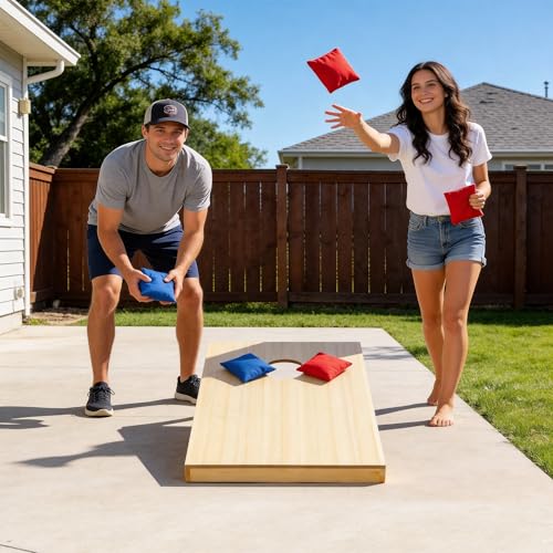 Nova Microdermabrasion 4x2Ft or 3x2Ft Solid Wood Cornhole Game Board with 8 Bean Bags and Carrying Case for Outdoor Yard Beach Lawn Party Backyard - style: Classic Size 3x2ft