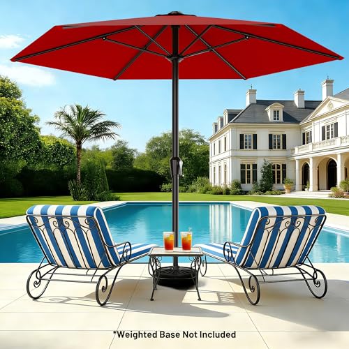 AreShark 11 FT Patio Umbrella for Outdoor, Outdoor Table Umbrella with Push Button Tilt and Crank, Outdoor Patio Umbrellas with 6 Sturdy Ribs, Patio Umbrellas for Market, Garden, Pool (Red) - color: Red, size: 11ft
