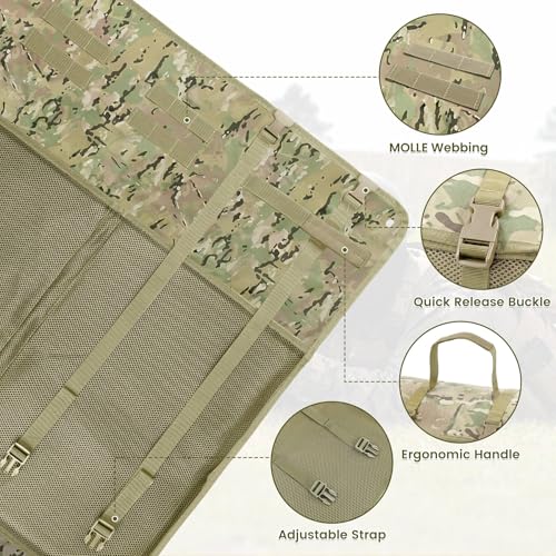 Shooting Mats Prone Padded,Extra Large Tactical Training Shooting Mat for Range Shooting & Hunting, Compact Foldable Water-Resistant Anti-Slip Base with Carry Strap Hunting Mat - color: Multi Camo