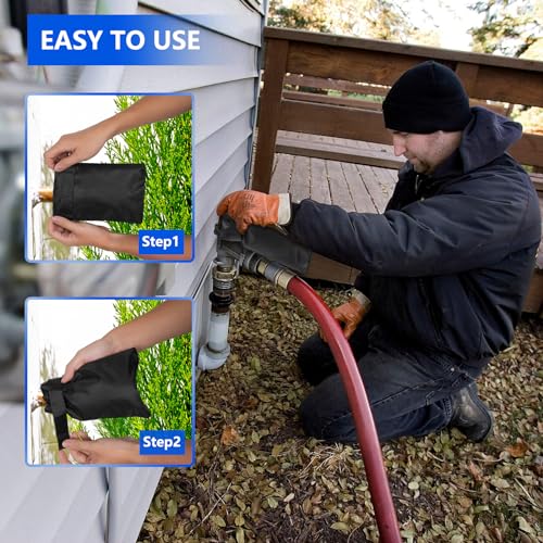 Outdoor Faucet Covers 2Pack 8.5″x5.9″x1.9″ Thicker Hose Bib Insulation Cover Waterproof & Frost Free Outside Spigot Cover Bag Insulated Covers - color: Original black-2pc