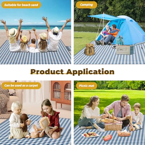 WIN&YING Waterproof Picnic Blanket, 3-Layer 80'' x 80'' Extra Large Picnic Blankets, Outdoor Blanket Foldable and Washable for Beach, Camping, Park, Grass