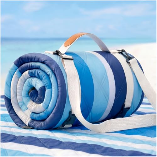 Waterproof Beach Blanket Picnic Outdoor Camping Mat Oversized Extra Large Foldable Sandproof Sand Free Resistant Big XL Giant Towel Hawaii Honeymoon Essentials Women Summer Must Have Vacation Gift - color: Multi Navy