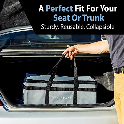 Large Insulated Collapsible Cooler for Hot or Cold Food. Thermal Picnic Lunch Pizza Bag, Frozen Food Shopping Tote
