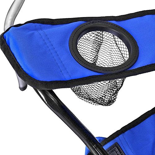 GoTEAM! Portable 2-Seat Folding Camp Chair with Cooler, Umbrella & Cup Holders – Outdoor Picnic, Beach, or Tailgate Seating – Carry Case Included - color: Blue