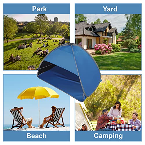 Pop Up Beach Sun Tent, 1 Person, Blue, 31.51 x 19.69 x 21.65 Inches, Sun Shelter, Sun Protection, Beach - color: Blue-painted silver, size: Large