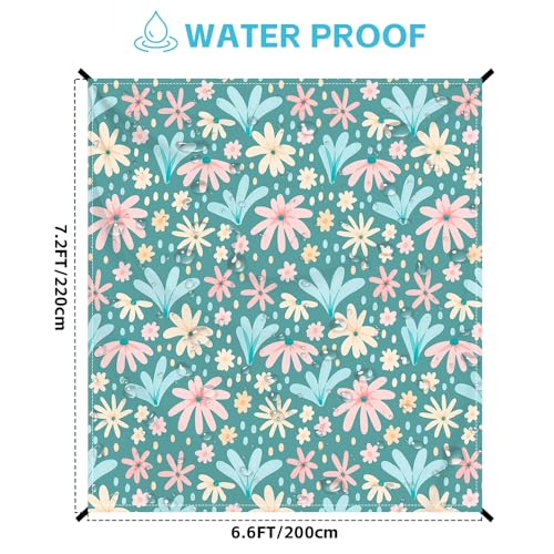 Beach Blanket Waterproof Sandproof Oversized, Extra Large Beach Mat 79" X 87"/110"x118" for 1-8 Adults Sand Free, Quick Drying Durable Outdoor Picnic Mat for Beach Travel Camping Hiking - color: Flower, size: 6.6x7.2 FT (1～4 Person)