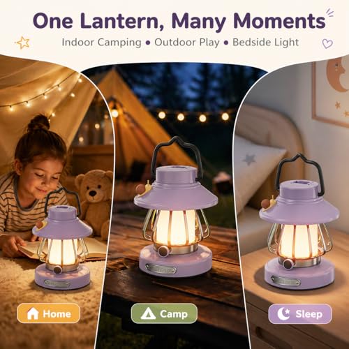 HOMY Snail Camping Lantern for Kids Rechargeable Portable Night Light with 3 Colors & Dimmable, Outdoor Camping Gear, Indoor Bedroom Tent Nightlight Gift for Toddlers - color: Purple