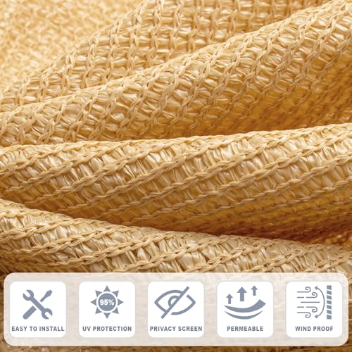 Cool Area Sun Shade Cloth with Grommets 3/4/6/8/10/12/16/20 FT Shade Panel Shade Tarp Screen Fabic for Outdoor Patio Pergola Cover Deck Garden, 6x8 FT, Sand - color: Sand, size: 0 6'X0 8'