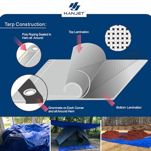 Multi Purpose Waterproof Tarp 10 x 12 Feet Meidun Duty Thick Material Tarpaulin Canopy Tent Boat RV or Pool Cover Blue… - color: 5 Mil Blue, size: 10x12 Ft