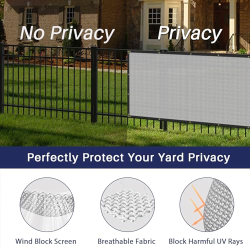 Windscreen4less 4' x 3' Privacy Fence Screen Heavy Duty Windscreen Fencing Mesh Fabric Shade Net Cover with Brass Grommtes for Outdoor Wall Garden Yard Pool Deck Gray - color: Light Gray, size: 4' x 3'