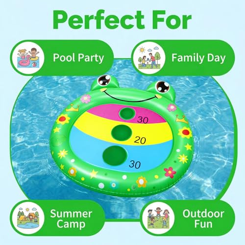 Kids Fun Pool Toys,2 Pack Inflatable Frog Cornhole Board Floating Water Game Outdoor Swim Play for Adults Family,Cool Summer Party Gift for 6 7 8 9 10 12 Year Old Boys Girls Teens - style: 2 Pack Frog Cornhole Board