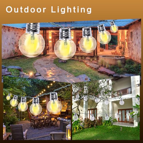 Afirst Solar Outdoor String Lights 15FT with 15 LED Bulbs Waterproof Christmas Lights for Garden Patio (Silver) - color: Silver