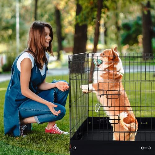 VEVOR Dog Playpen, 4 Pcs 24 x 36 in Panels Foldable Metal Pet Exercise Pen, Dog Fence Indoor and Outdoor Pen with Door, Top Cover, and Bottom Pad, Pet Playpen for Dogs, Cats and Other Small Animals - size: 4 panels 24*36in, style: Playpen + Top Cover & Bo
