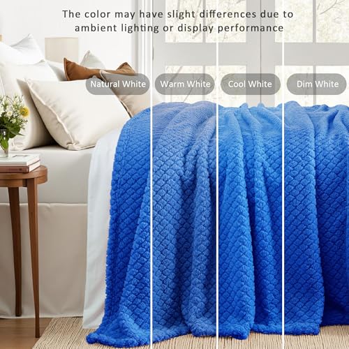 Exclusivo Mezcla Fleece Throw Blanket for Couch and Bed,Extra Soft Warm Decorative Fuzzy Throws for Women,Lightweight Cozy Blankets Size 50x60 Inches, Cobalt Blue - color: Cobalt Blue, size: Throw ( 50x60 IN )