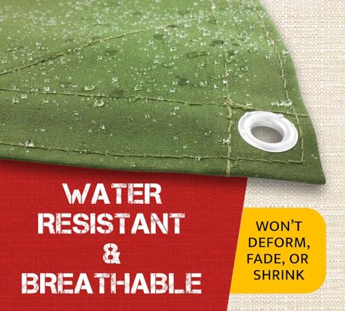 Mytee Products (2 Pack) 6' x 8' Green Canvas Tarp 12oz Heavy Duty Water Resistant - color: Green (2 Pcs), size: 6' x 8'