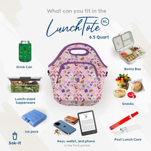 Sok It LunchTote Zippered Bag Insulated Neoprene Caddy (Butterfly Galaxy, X-Large 6.5 Quart Lunch Tote) - color: Butterfly Galaxy, size: X-Large 6.5 Quart Lunch Tote