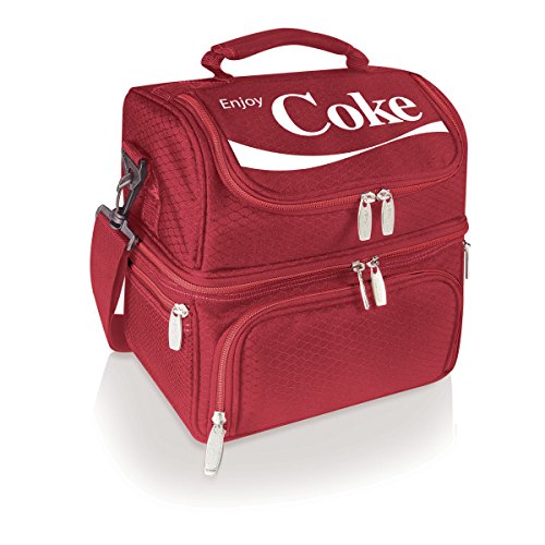 PICNIC TIME Coca Cola Pranzo Insulated Lunch Bag, Soft Cooler Lunch Box with Picnic Set and Dual Compartments, Portable Lunch Tote for Work and Travel, (Red) - color: Coca-Cola Coke Enjoy Coke - Red