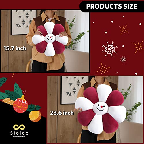 Sioloc Flower Shaped Throw Pillow - Christmas Decor, Plush Floor Pillow & Seating Cushion for Bedroom, Sofa, Chair (Snowman, 15.7Inch) - color: Snowman