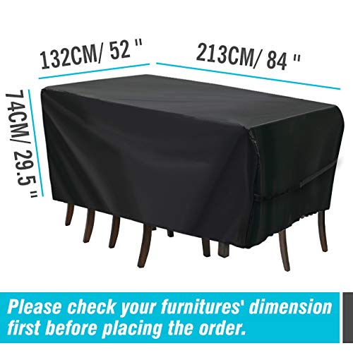 Velway Patio Table Cover Rectangle Waterproof Patio Furniture Cover for Outdoor Table and Chairs 84”Lx52”Wx29”H Oxford Tear-Resistant Wind Dust Proof Paito Furniture Covers