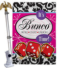 Its Bunco Time House Flag Eagle Set Interests Game Night Dice Poker Bingo Hobbies Leisure Activity Small Decorative Gift Yard Banner Made In USA 28 X 40 - size: House Flag Set 28"x 40" w/ Eagle Hardware