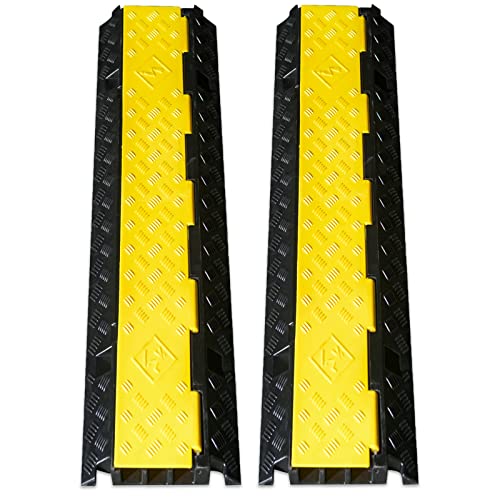 CXRCY Cable Ramp 2 Pack of 3 Channel PVC Rubber Cable Protector, 44000lbs Capacity Heavy Duty Speed Bumps Hose Cord Protector Ramps for Wire Hose Pipe Hider Driveway Outdoor - size: 2 Pack 3 Channel