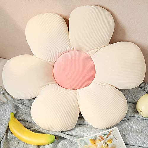 LEHU Flower Pillow, Flower Shaped Seating Cushion -Cute Daisy Pillow for Girls Tweens Room Decor Flowe Floor Pillow for Reading and Lounging Comfy (White + pink-19'') - color: White + Pink, size: 19''