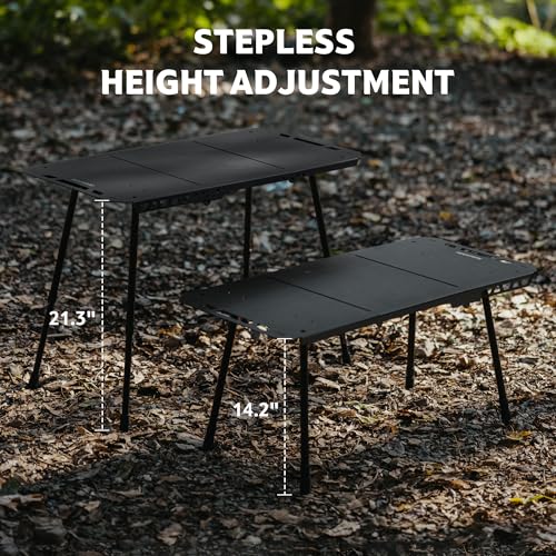 Naturehike Tactical Camping Table with Adjustable Height, Collapsible Table Lightweight with Carry Bag for Camping, Travel expeditions, Hiking, Picnics, BBQs & Beach Trips - color: Black
