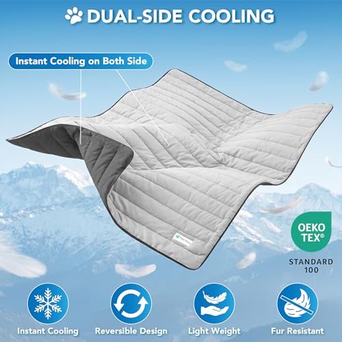 PetAmi Dog Cooling Mat, Q-Max Pet Cooling Blanket with Thick Cushioning, Self Cooling Pad for Dogs & Cats, Reversible Summer Mat for Crate, Couch, Kennel, Gray/Light Grey, Medium (29x40) - color: Gray/Light Grey, size: Medium (29x40)