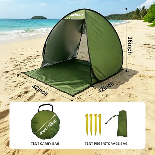 NARMAY Camping Tent, Pop Up Beach Tent, Portable Sun Shelter for 1-2 Person with UPF 50+ UV Protection - Green - color: Green