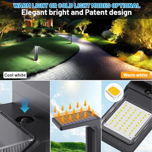 Sunvivo Solar Path Lights,2 Modes(Cold White or Warm White),Bright Solar Path Light Outdoor Waterproof,Perfect Elegant Guide Light or Deco for Yard,Garden,Lawn,Sideway,Driveway,Outdoor Event(8Pack) - color: Cold White and Warm White Light, size: 8 Pack