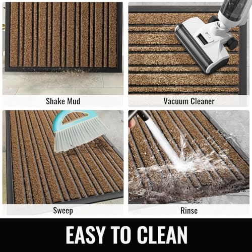 BEHERO Door Mat Outdoor Entrance, Extra Durable Front Door Mat Outside, Heavy Duty Welcome Mat for Outside Entry, Back Door Mats Non Slip, Waterproof All-Season Doormats, 36x24 Inch, Beige Brown - color: Beige Brown, size: 2' x 3' (Rectangular)