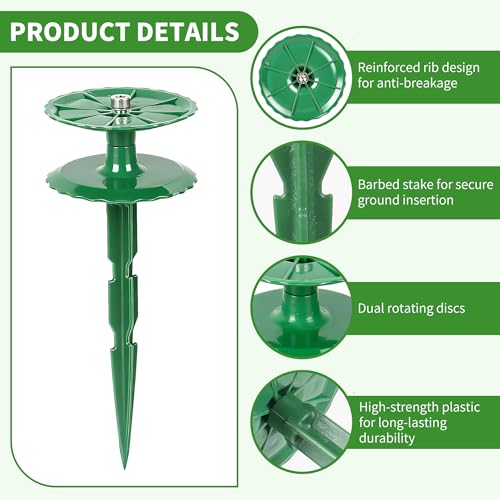 2 Pack 10 Inch Garden Hose Guide Stakes, Upgraded Reinforced Disc, Rotatable Double-Disk Sun Protection Heavy-Duty Plastic Stake, Hose Guard for Yard, Lawn & Flower Bed Landscaping (Green 2Pcs) - color: Green 2Pcs