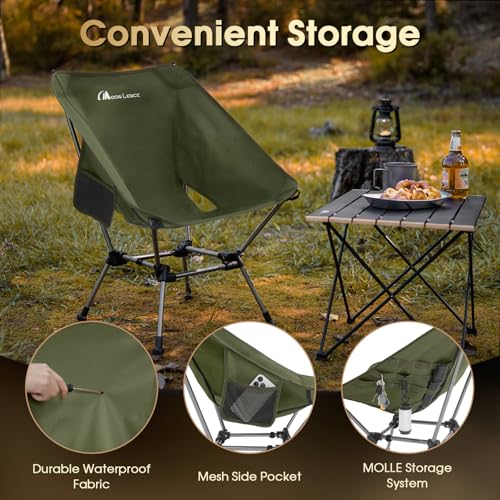 MOON LENCE Portable Camping Chair Plus, Larger & Roomier, Compact and Lightweight Still, Folding Chair for Backpacking & Hiking, 330Lbs Capacity (Moss Green) - color: Moss Green