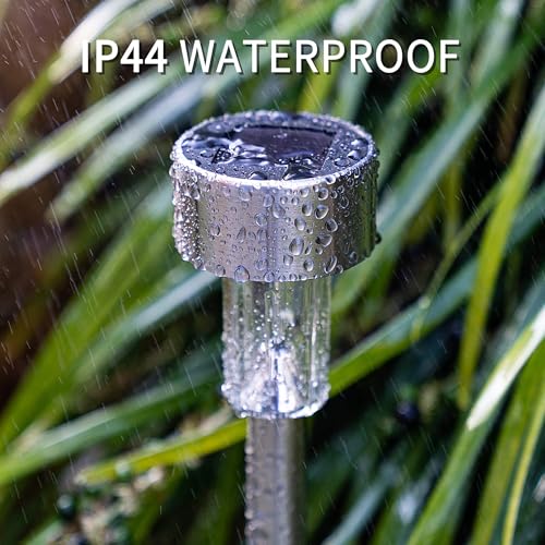 GIGALUMI Solar Pathway Lights, Stainless Steel IP44 Waterproof Auto On/Off Outdoor LED Solar Landscape Lights for Garden, Yard, Patio, Path and Walkway(20 Pack, Warm White) - color: Warm White, size: 20 PACK