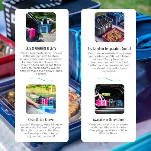 Fancy Panz - Pink Insulated Casserole Carrier Bag - Insulated Thermal Bags for Hot & Cold Food Holds 2 Standard Size Fancy Panz - 2 Pockets - Food Container - Hosting Essentials - color: Pink