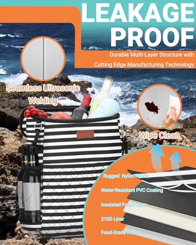 Soft Cooler Backpack 30 Cans/45 Cans, Backpack Coolers Insulated Leak Proof Thermal Lunch Backpack for Men Work Small Cooler Bag Beach Travel Picnic Drink Beverage Beer - color: Stripe, size: 30 Cans