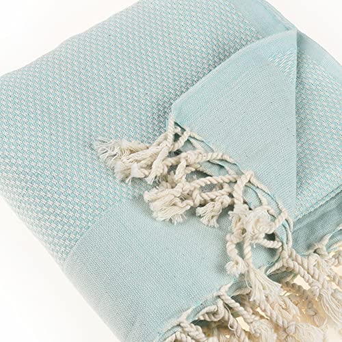 Beach Towel | Cotton Beach Towels, Easy to Carry, Sand Free, Highly Absorbent, Quick Dry, Turkish Towels for Travel Camping Bath Sauna Beach Gym Pool Yoga SPA by Lahammam, Akasya, Aqua - color: Aqua, size: Akasya