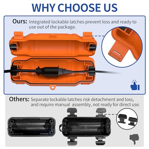 6 Pack Outdoor Extension Cord Safety Cover with Waterproof Seal IP54 Water-Resistant, Weatherproof Electrical Connection Box with 2 Latches, Plug, Socket, Holiday Decoration Light,Orange - color: Orange, size: 6 Pack