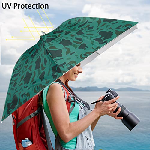 Umbrella Hat, 37 inch Fishing Umbrella Hat Hands Free Foldable UV Protection Umbrella Cap Adjustable Headwear for Fishing Golf Camping Beach Gardening Sunshade Outdoor - color: Camouflage