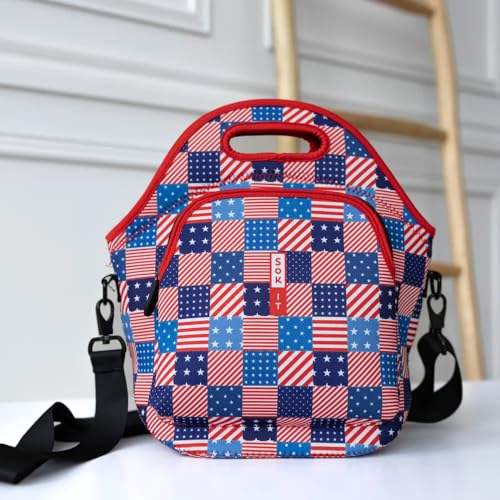 Sok It LunchTote Zippered Bag Insulated Neoprene Caddy (Patriotic Patchwork, X-Large 6.5 Quart Lunch Tote) - color: Patriotic Patchwork, size: X-Large 6.5 Quart Lunch Tote