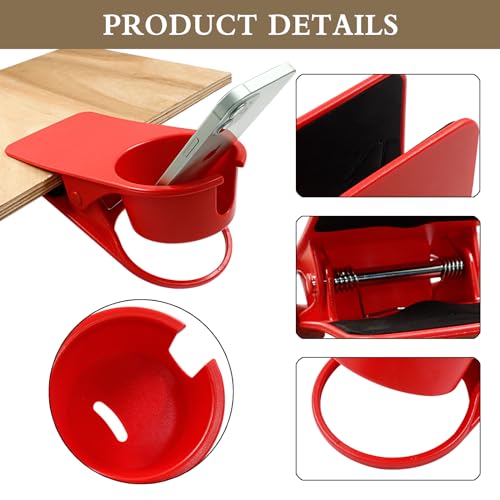 Jiozermi Drinking Cup Holder Clip, Desk Drink Holder with Clip for Water, Soda, Coffee Mug (Red) - color: Red