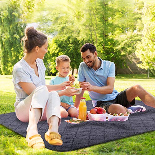 REDCAMP Large Warm Blanket with Sherpa Lining, Cold Weather Outdoor Blanket Windproof for Camping Stadium, Machine Washable 79"x 79" - color: 79"x 79" Black