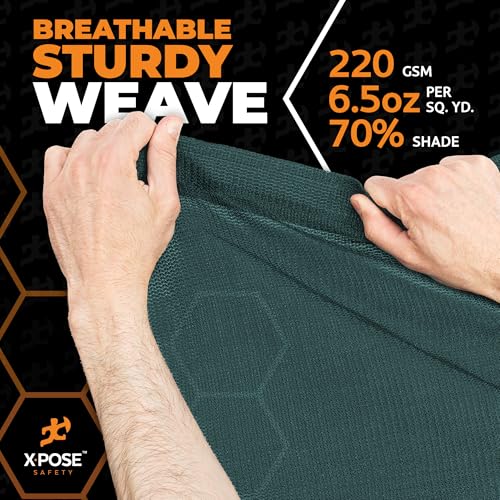 Xpose Safety Heavy Duty Green Mesh Tarp 10' x 12' – 70% Sunblock Shade Cloth with Grommets for Garden, Fence, Privacy Screen, Canopies, Dump Trucks, Pool Cover – Tear & Weather Resistant - color: Green, size: 10' x 12'