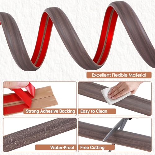 Floor Cord Cover for Wires on Floor Self Adhesive Cord Hider Floor Cable Management Wire Covers for Cords Protector Prevent Cable Trips Cord Cavity W 0.32" x H 0.32", Grayish Brown Wood, 10Ft - color: Grayish Brown Wood, size: 0.78 In x 10 Ft